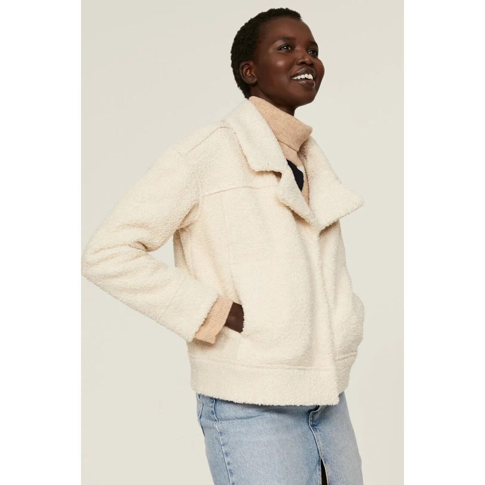 Marine Layer Jacket Women's Large Antique White Quebec‎ Sherpa Snap Closure NWT